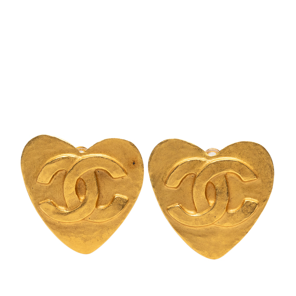 Chanel Jewelry - Pre-Loved Chanel CC Gold Plated Heart Clip On Earrings